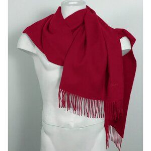 NEW $695 Brioni Cashmere Scarf!  Red With Brioni Logo & Fringe   17 x 72